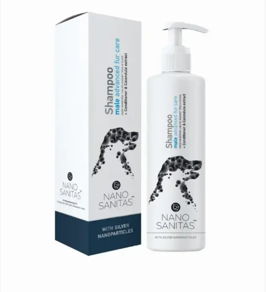 sampon pentru ingrijirea blanii la caini, special pentru masculi cu nanoparticule de argint - 250 ml