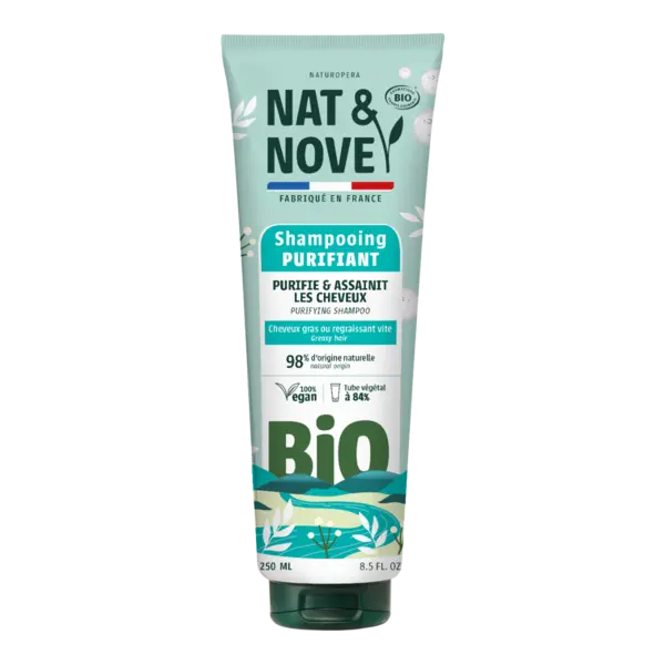Sampon purifiant pentru par gras cu extract de urzica Bio, 250ml, Nat&Nove