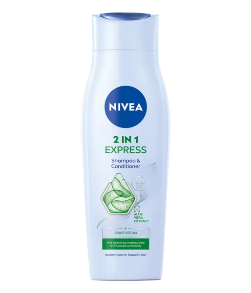 Sampon si Balsam 2 in 1 cu ser pentru stralucire si extract de Aloe Vera Express, 250ml, Nivea