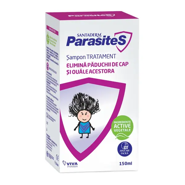 Sampon tratament impotriva paduchilor Parasites Santaderm, 50ml, Viva Pharma