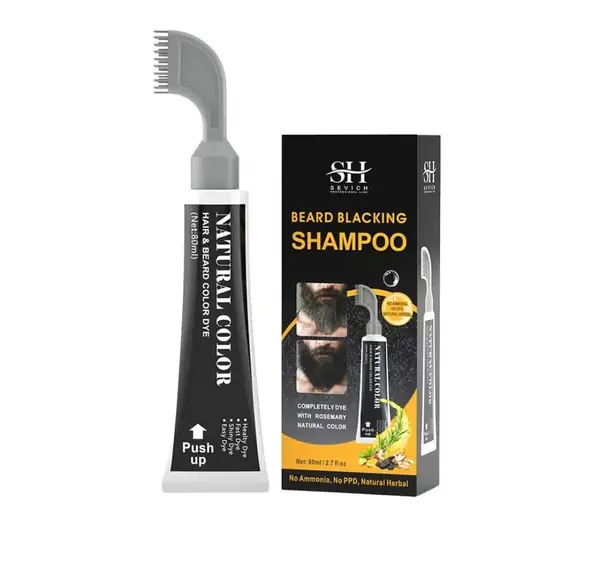 Sampon Vopsire Barba, Formula Blanda cu Plante, Editie 2024, Negru, Sevich, 80ml
