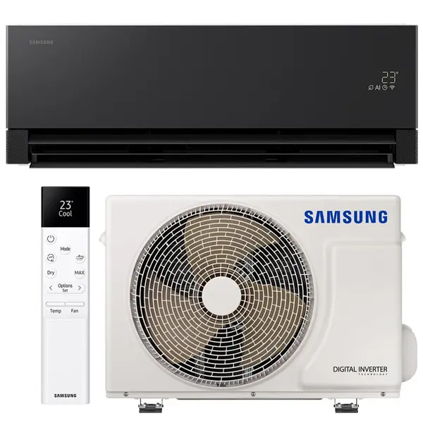 Samsung Aparat de aer conditionat Samsung Windfree Premiere WI-FI 9000 BTU, Clasa A+++/A++, filtru 4 in 1, PM2.5, Motion Wind, AI Auto Comfort, AR70H09C1ABNEU/AR70H09C1AWXEU, negru