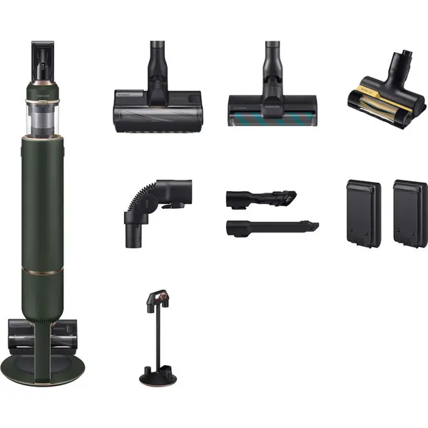 Samsung Aspirator vertical SAMSUNG Bespoke Jet Plus Complete Extra, 0.5l, 25.2V, autonomie max 120 min, verde inchis-negru