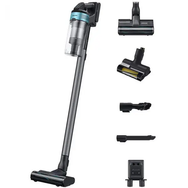 Samsung Aspirator vertical Samsung Jet 75E Pet VS20B75AGR1, 550 W, Afisaj LED, 0.8 l, Autonomie 60 minute, Negru/Verde