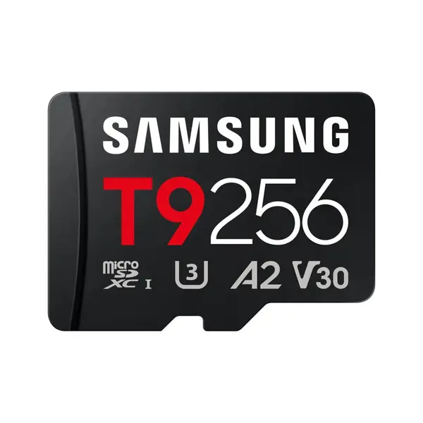 Samsung Card de memorie microSD Samsung T9 de 256GB, cu viteze de citire de pana la 200 MB/s si de scriere de 130 MB/s, Negru