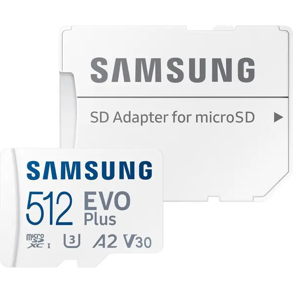 Samsung Card de memorie Samsung EVO Plus MB-MC512SA, 512 GB, microSDXC, UHS-I U3, A2, V30, 160MB/s