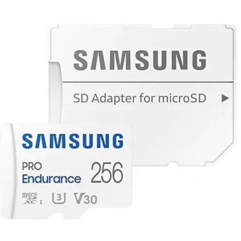 Samsung Card microSDXC Samsung PRO Endurance, 256 GB, Class 10, UHS-I U3, V30 + Adaptor SD