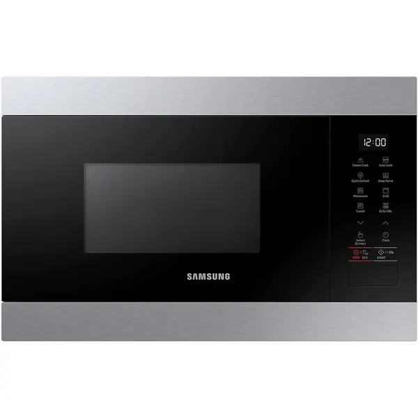 Samsung Cuptor cu microunde incorporabil Samsung MG22M8274AT/E2, 22 l, 850 W, Dezghetare rapida, Pastrare la cald, Gril, Afisaj LED, Mod Eco, Interior ceramic, Blocare de siguranta pentru copii, Negru-Inox
