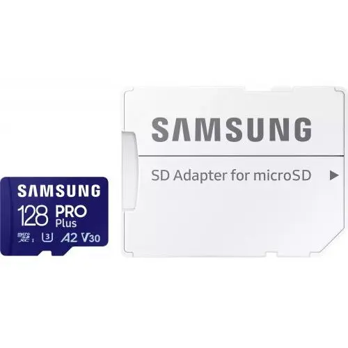 Samsung Memory Card microSDXC Samsung PRO Plus MB-MD128SA/EU 128 GB, Class 10, UHS-I U3, V30, A2 + Adaptor SD