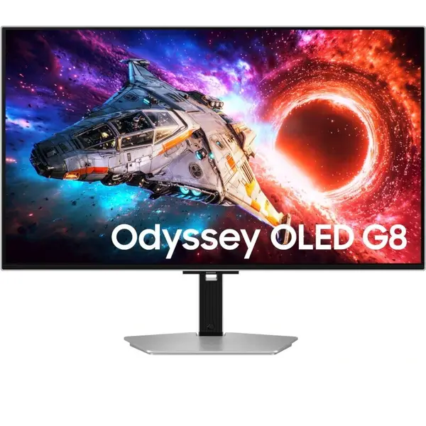 Samsung Monitor Gaming OLED Samsung 32 LS32HG800SUXEN, UHD 3840 x 2160, HDMI, DisplayPort, Pivot, 240 Hz, 0.03 ms, Argintiu