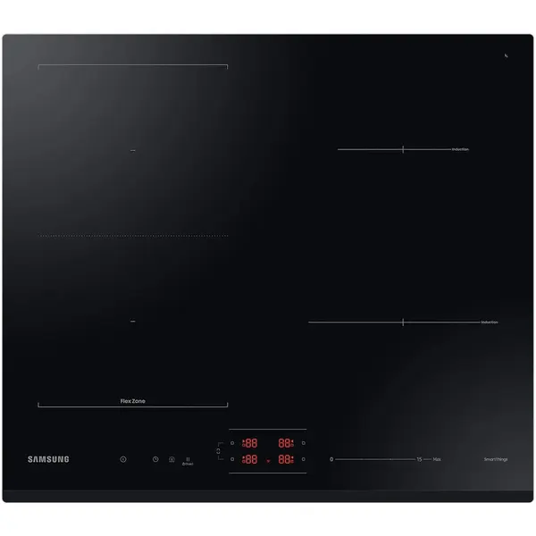 Samsung Plita incorporata cu inductieSamsung NZ64B5046GK U2, 4 zone de gatit, zona Flex, gatit SmartThings, 59 cm, Negru