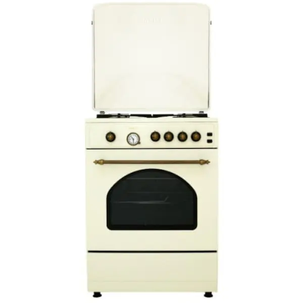 Samus Aragaz rustic Samus SR660G4C1, 4 arzatoare, cuptor pe gaz, 55 L, gratare fonta, Bej