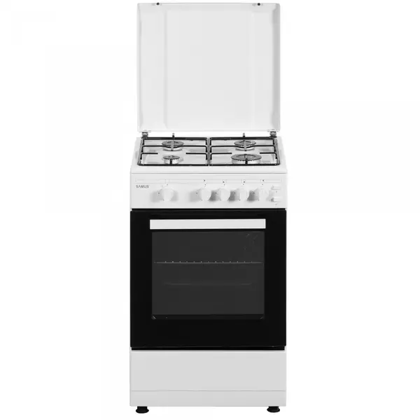 Samus Aragaz Samus SM 450 APBS, 4 Arzatoare, Cuptor gaz, Aprindere electrica plita, Alb