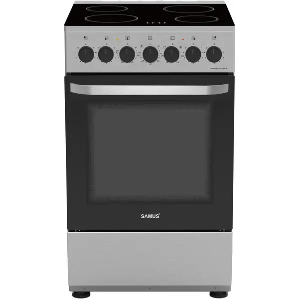Samus Aragaz Samus SM668VME, Full electric, 4 zone de gatit vitroceramice, Timer, Termostat reglabil, Inox