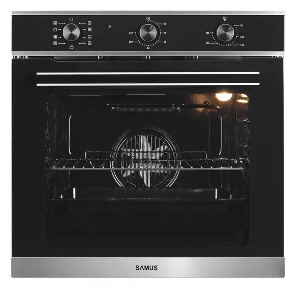 Samus Cuptor incorporabil Samus SC628GX9, 75l, 9 functii preparare, Putere 2800W, Negru Argintiu