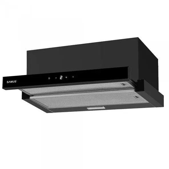 Samus Hota incorporabila Samus HS6032DTGB, 65 W, Control electronic tactil, 3 trepte, parte frontala din sticla neagra, 326 mc/h, L 60 cm, Negru