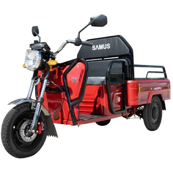Samus Triciclu electricmSamus Cargo Ranger-25-1.1-72V32, 12 inch, motor 1000 W, acumulator 72V 32Ah, viteza maxima 25 km/h, afisaj LCD, sarcina maxima 430 kg, autonomie : 45-60 km, Rosu