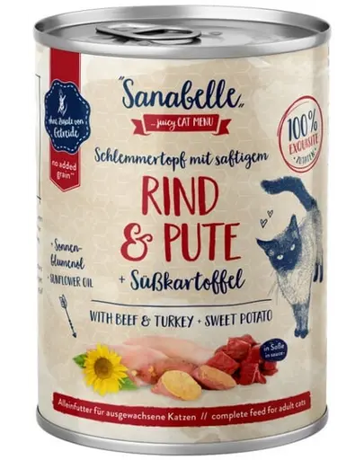 SANABELLE Beef&Turkey 380 g hrana pisica adulta, vita si curcan