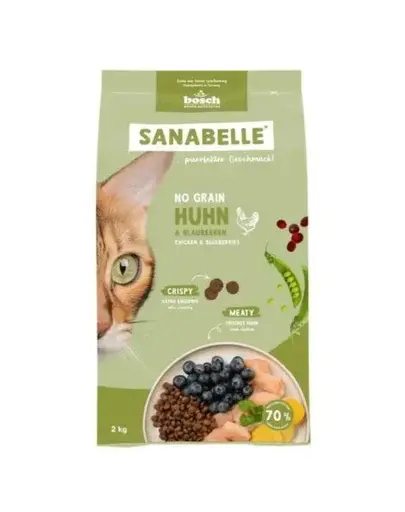 SANABELLE No Grain 2 kg hrană completă fără cereale pentru pisici, cu pui
