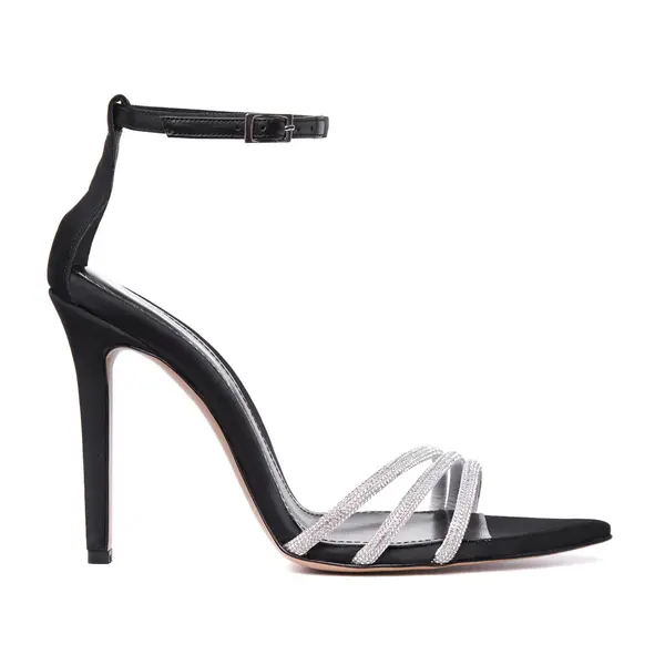 Sandale Aida Satin, Varf Ascutit, Negru/Alb - 40 / 8 cm