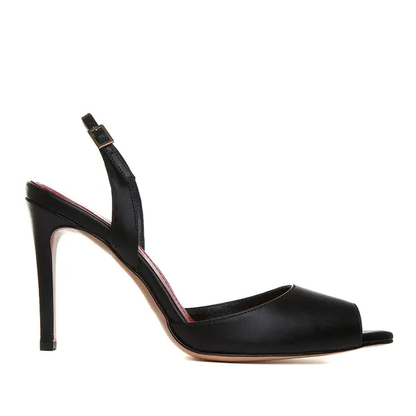 Sandale Alice Varf Decupat, Piele Naturala, Negre - 40 / 11 cm