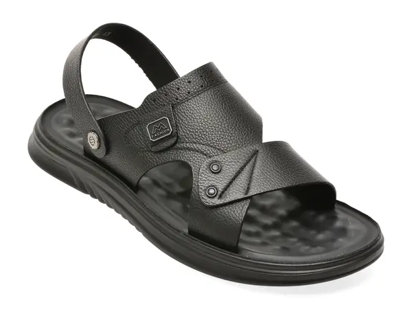 Sandale BITE THE BULLET negre, D6206, din piele naturala