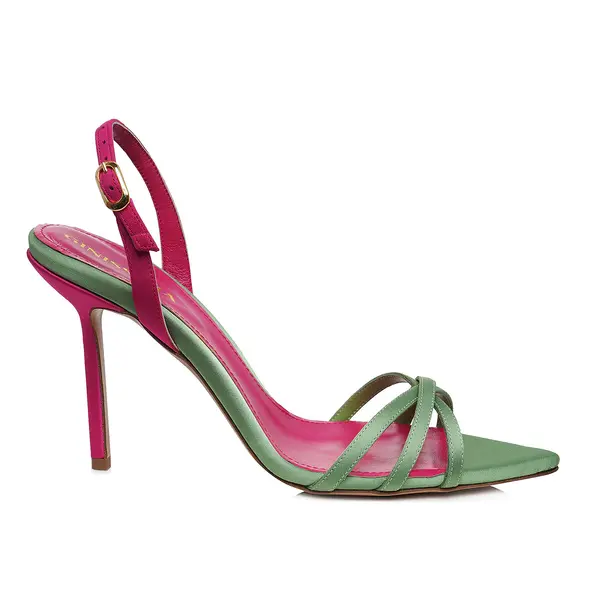 Sandale Capri Satin, Verde Salvie/Fucsia - Premium Collection - 35 / 10 cm
