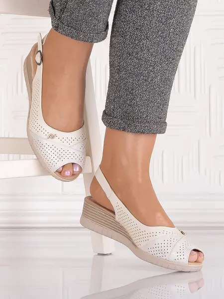 Sandale casual Bej dama din Piele Ecologica Auura