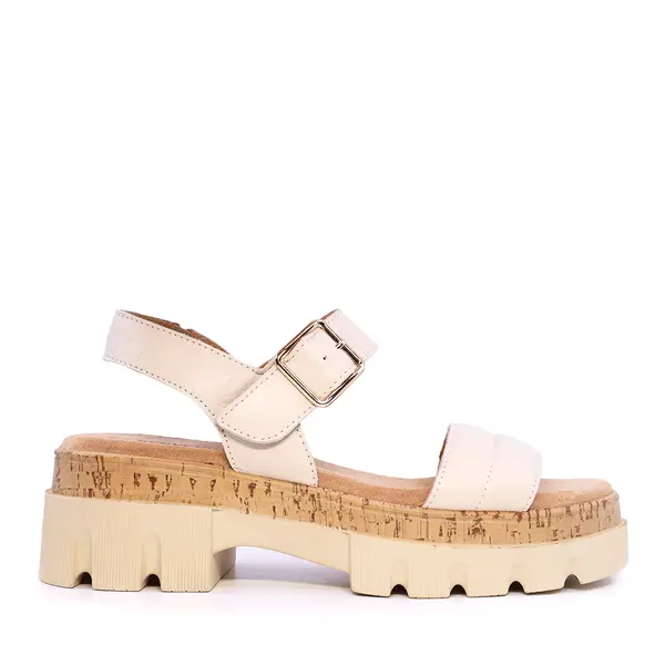 Sandale chunky femei Benvenuti bej din piele 1937ds4243230be