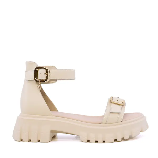 Sandale chunky femei Enzo Bertini bej din piele 1391DS9130BE
