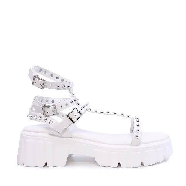 Sandale chunky femei Solo Donna albe cu accesorii 2851DS23063A