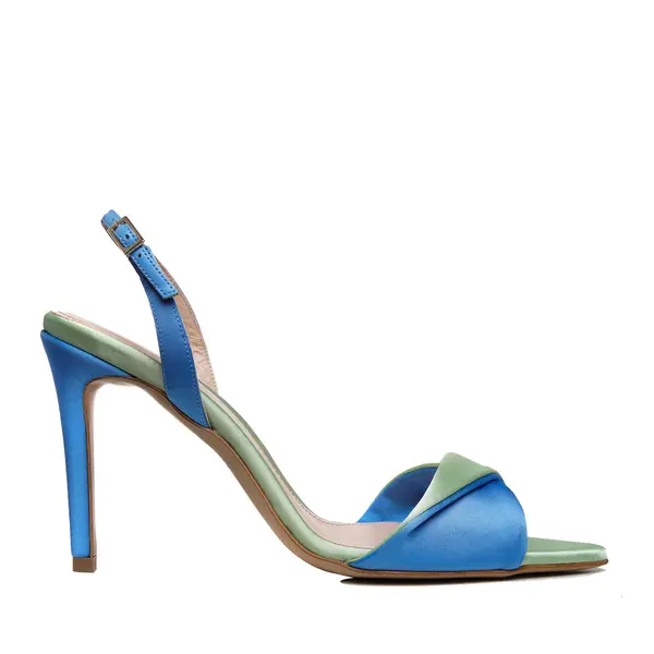 Sandale Cleo Satin, Varf Ascutit, Blue-Verde - 35 / 8 cm