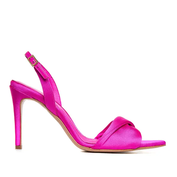 Sandale Cleo Satin, Varf Ascutit, Fucsia - 34 / 11 cm