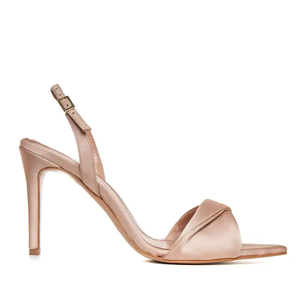 Sandale Cleo Satin, Varf Ascutit, Nude-Auriu - 40 / 8 cm