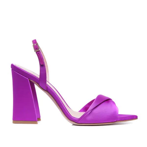Sandale Cleo Satin, Varf Ascutit, Plum - 36 / 9.5 cm - Gros