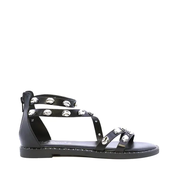 Sandale cu accesorii deco femei Solo Donna negre 2741DS8624N