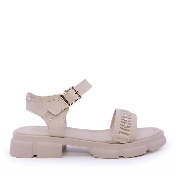 Sandale cu elemente metalice femei Luca di Gioia bej din piele 1299DS6110BE