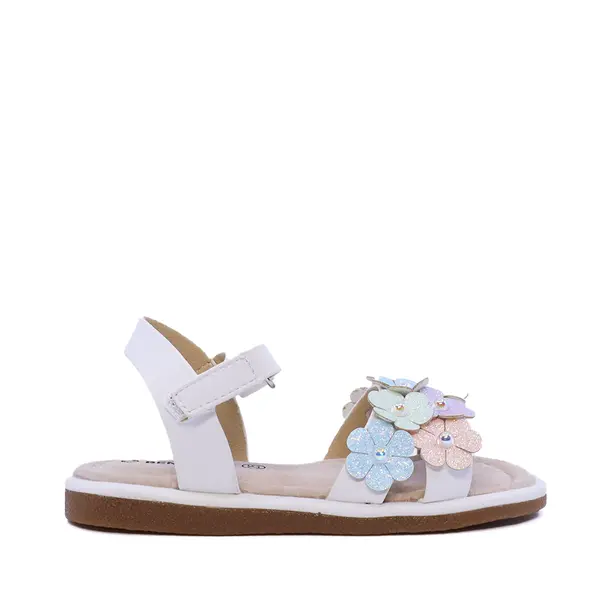 Sandale cu floricele fete Benvenuti albe 2571FS2329A