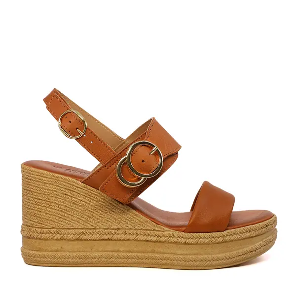 Sandale cu platformă femei Benvenuti cognac din piele 1809DS16434CO
