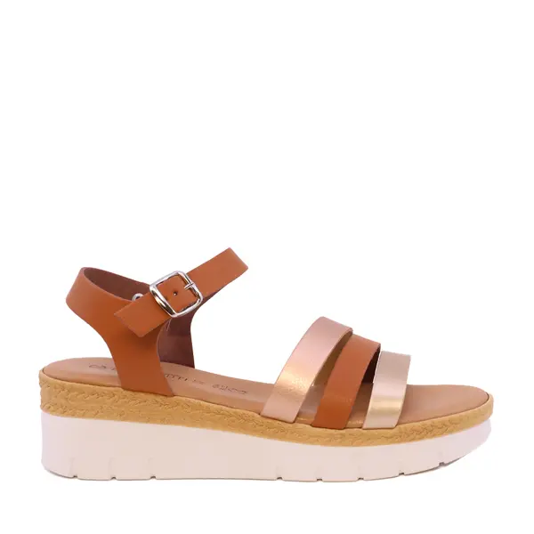 Sandale cu platformă femei Benvenuti cognac din piele 2619DS0006CO