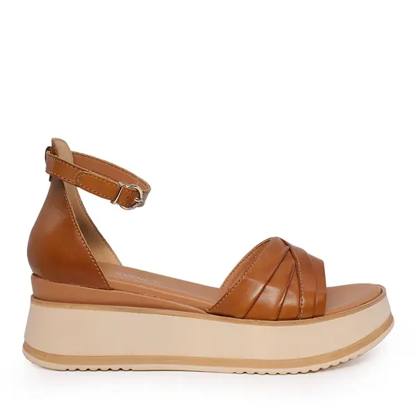 Sandale cu platformă femei Benvenuti cognac din piele 807DS6724CO