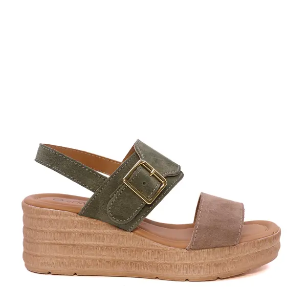 Sandale cu platformă femei Benvenuti taupe din piele întoarsă 2619DS0010VTA