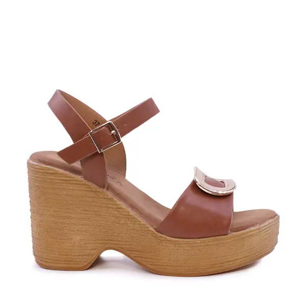 Sandale cu platformă femei Solo Donna cognac 2549DS9395CO