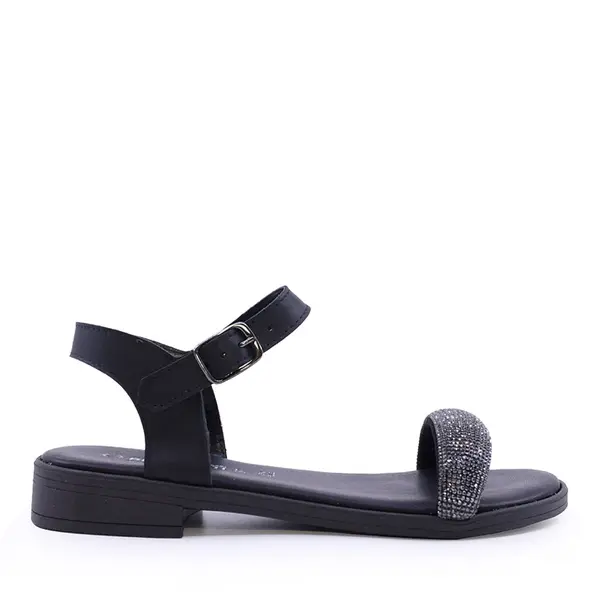Sandale cu ștrasuri femei Benvenuti negre din piele 1807DS15885N