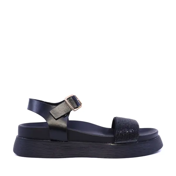 Sandale cu ștrasuri femei Solo Donna negre 2741DS7574N