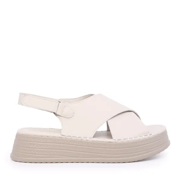 Sandale cu talpă joasă femei Benvenuti bej din piele 1279DS2420BE