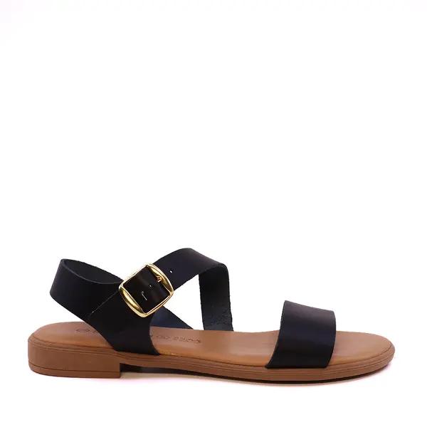 Sandale cu talpă joasă femei Benvenuti negre din piele 2619DS0068N
