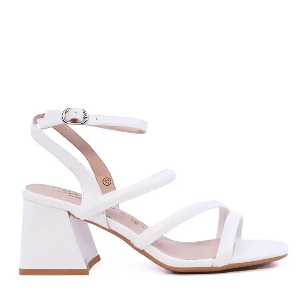 Sandale cu toc conic femei Solo Donna albe 1161DS4100A