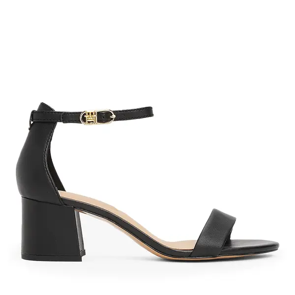 Sandale cu toc femei Tommy Hilfiger negre din piele 3419DS8673N