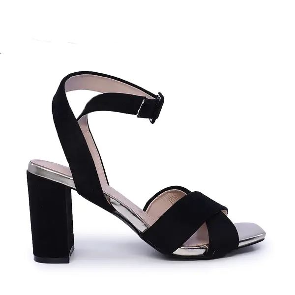 Sandale cu toc mediu femei Benvenuti negre 1209DS25023VN